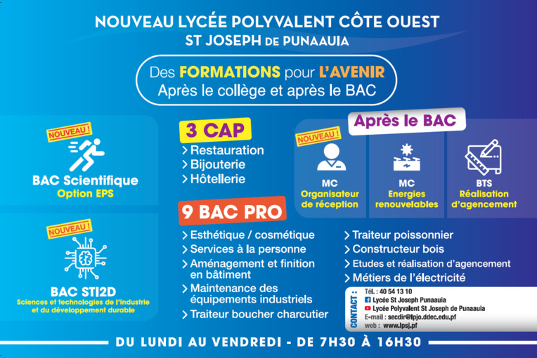Le Lycée Saint-Joseph de Punaauia ouvre des classes de 2nde générale