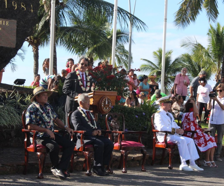 Le Président de la Polynésie française, Edouard Fritch, lors de son discours. Le Président de la Polynésie française, Edouard Fritch, lors de son discours.