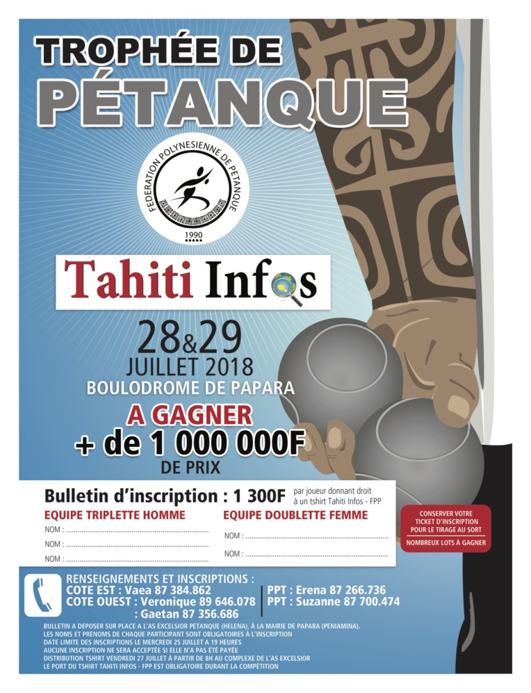 Pétanque - Trophée Tahiti Infos : " Le tournoi le plus important de l'année "