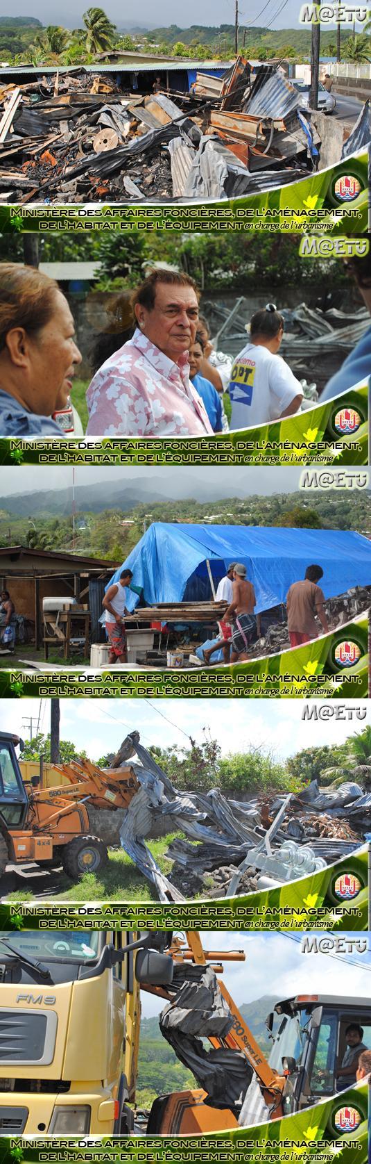 Reconstruction après le violent incendie dans le quartier social Fareroi de Mahina