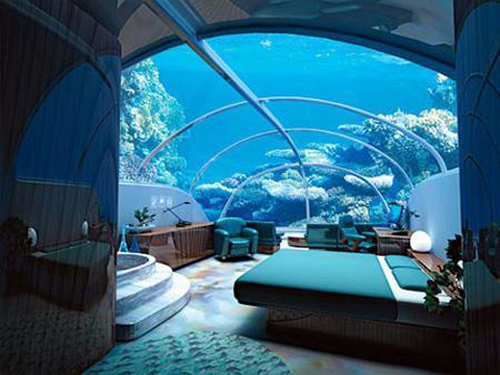 Des chambres vitrées à 40 pieds sous l’eau cristalline des Fidji. Franchement impressionnant !