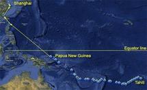 Position au 27/9 : S 3°10 E 150°20 Vitesse : 2 à 3 noeuds