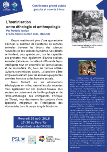 Conférence : L’hominisation entre éthologie et anthropologie Conférence : L’hominisation entre éthologie et anthropologie