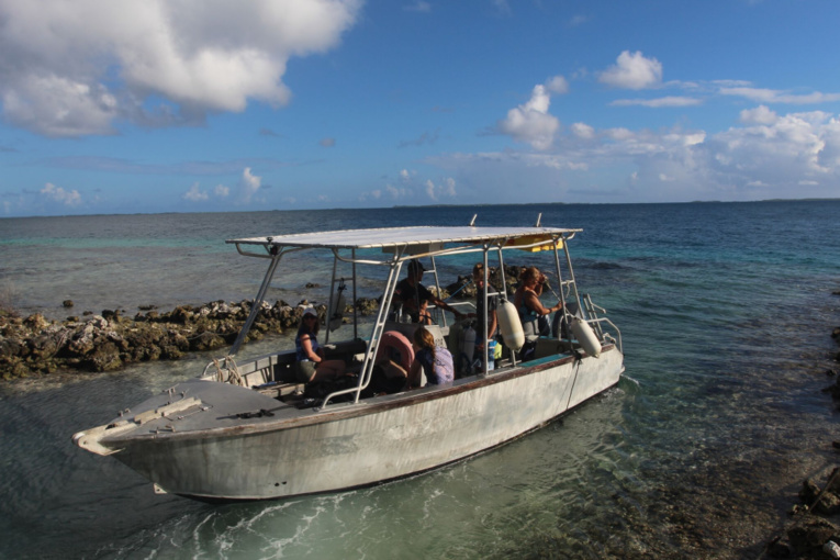 Le confortable bateau du club, implanté à quelques dizaines de mètres de la pension Poerani Nui.