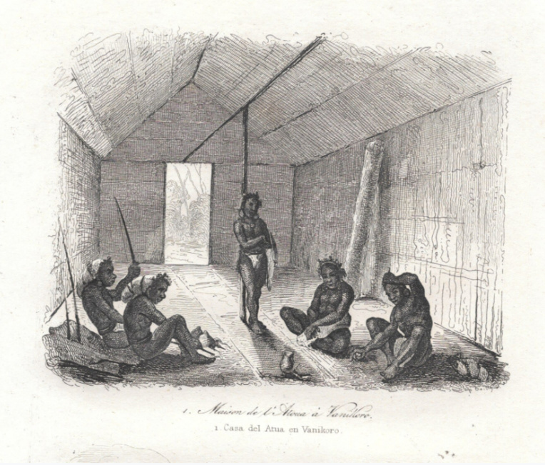 Des habitants de Vanikoro au moment du passage de Dillon ; ils ne firent pas de difficultés à troquer des objets provenant de l’expédition La Pérouse.