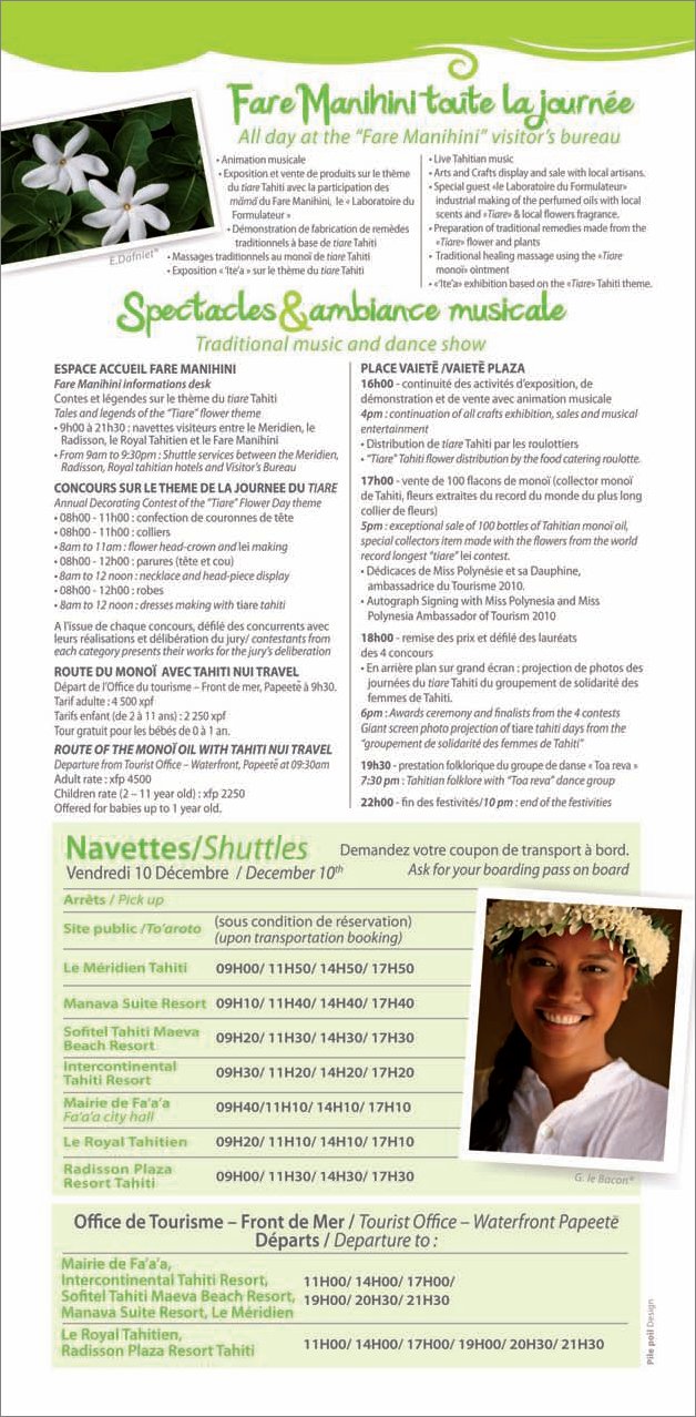TAHITI fête le tiare Tahiti le 10 décembre
