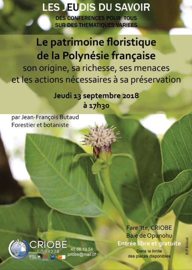 Le Criobe multiplie les conférences gratuites et ouvertes à tous avec "Les jeudis du savoir", qui en est à son troisième événement. Il aura lieu jeudi soir à 17h30, avec une conférence sur le thème des fleurs polynésiennes. Elle sera animée par le botaniste et forestier Jean-François Butaud.