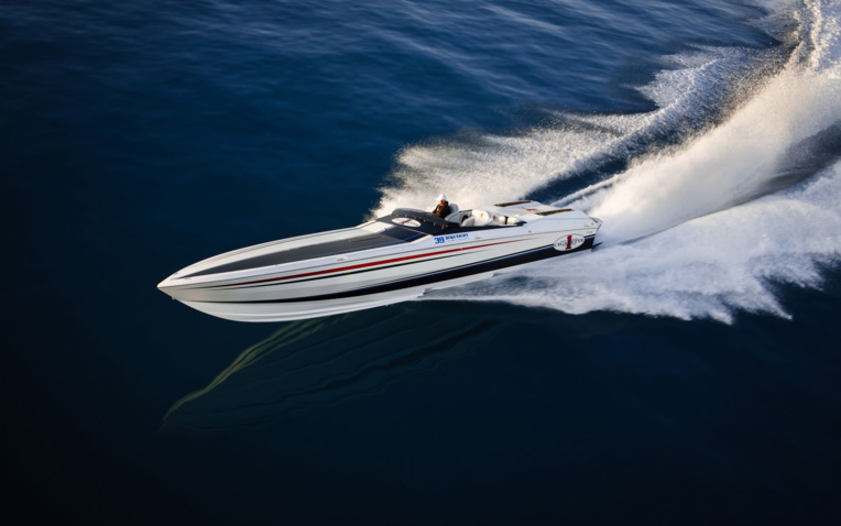 Un jet boat, peut-être de ce type, sera proposé aux enchères avec sa remorque. (Photo : stmed.net)