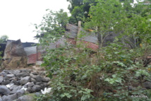 La porcherie improvisée vue depuis la rivière La porcherie improvisée vue depuis la rivière