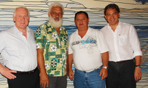 (de gauche à droite) Philippe SAMYN agent comptable de la CPS, Ronald TEROROTUA président du Conseil d’administration de la CPS, Cyril LE GAYIC secrétaire du CA de la CPS et Régis CHANG directeur de la CPS.