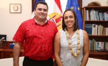 Le Vice-président de la Polynésie française en compagnie de Chiara Porro, Consule générale adjointe d’Australie à Nouméa. Crédit Présidence de la Polynésie française.