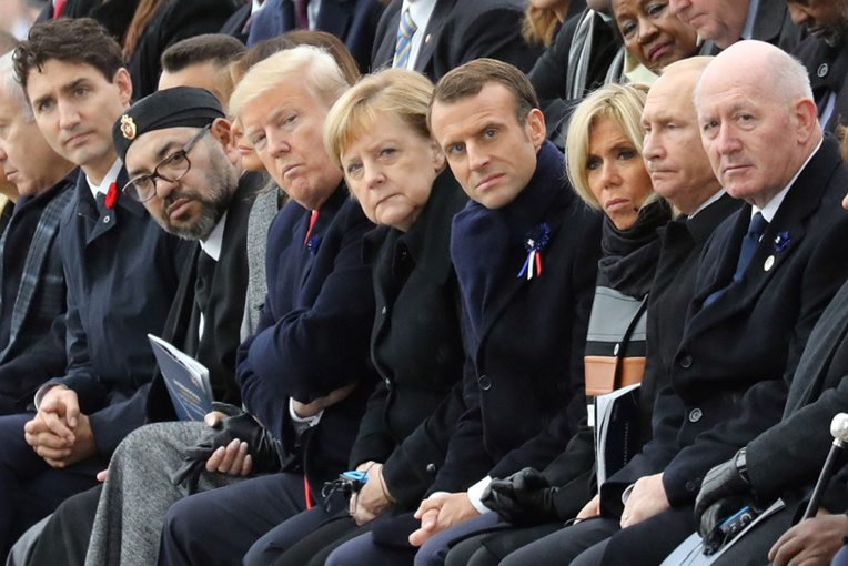Les leaders mondiaux célèbrent l'armistice à Paris, Macron dénonce une paix en danger Les leaders mondiaux célèbrent l'armistice à Paris, Macron dénonce une paix en danger