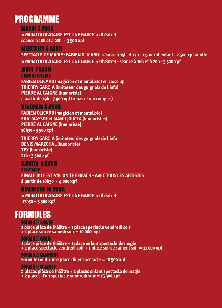 Le 1er Festival du Rire de Tahiti commence demain !