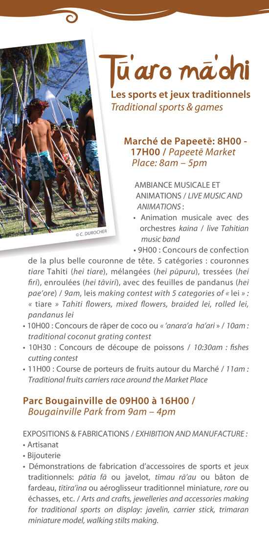 Mahana Pae du 15 avril : les sports traditionnels à l'honneur