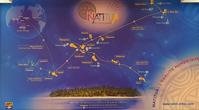 Les dix autres îles et atolls (en bleu sur la carte) seront connectés vers la fin du premier semestre 2019.