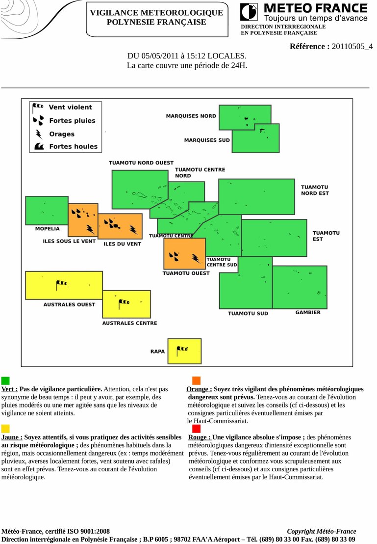 Vigilance orange Alerte aux fortes pluies pour l’archipel de la Société et les Tuamotu de l’Ouest