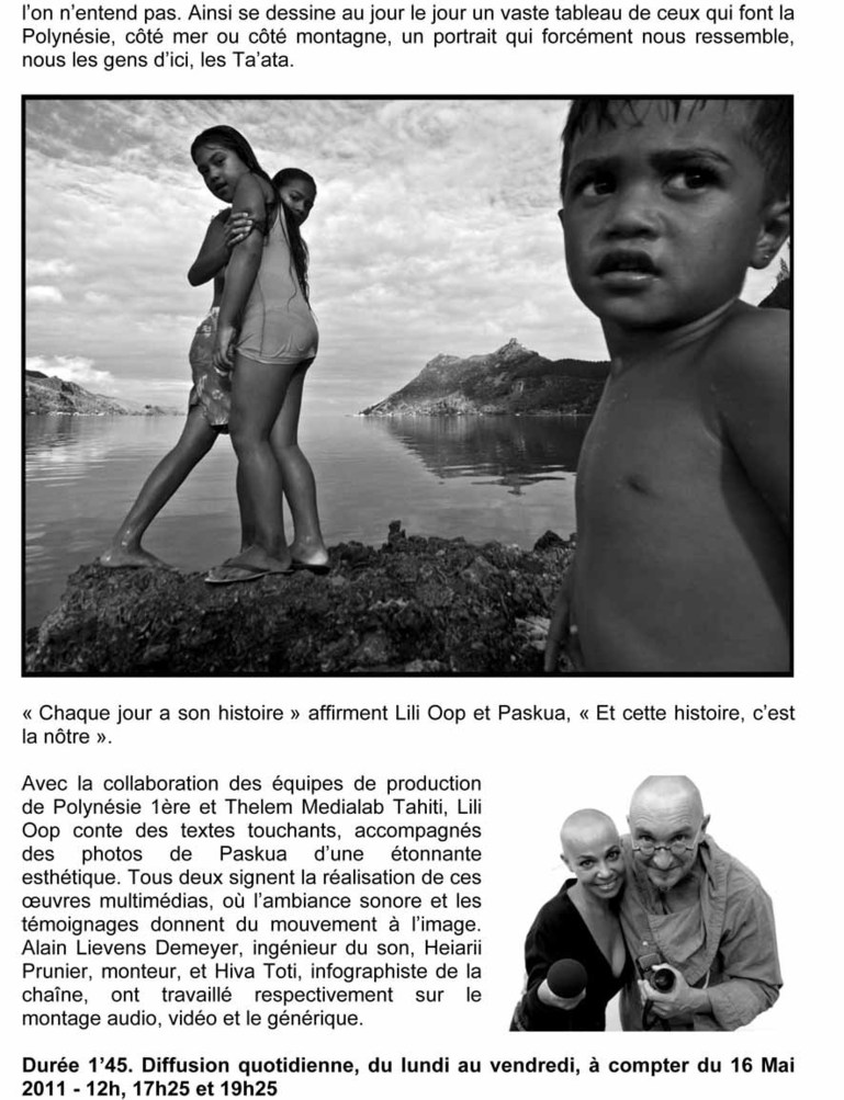 API sur Polynésie 1ère TV : « Ta’ata », des tranches de vie de la Polynésie