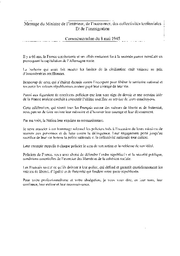 Cérémonie organisée à la mémoire des policiers morts pour la France