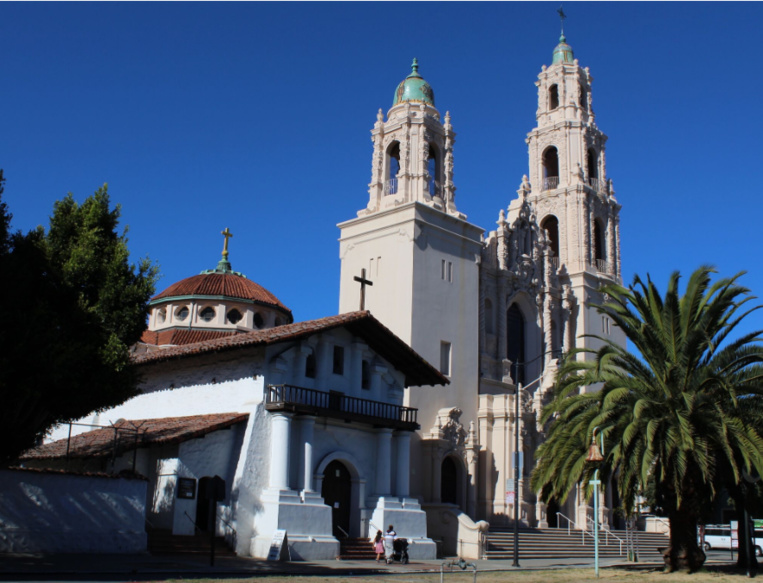 Une basilique a été construite contre la petite église ; elle date de 1918, la première ayant été détruite par le séisme de 1906. Une basilique a été construite contre la petite église ; elle date de 1918, la première ayant été détruite par le séisme de 1906.