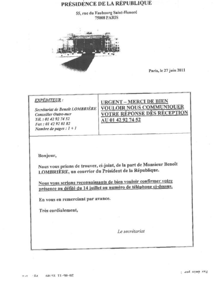 Nicolas Sarkozy invite Gaston Flosse au défilé du 14 juillet