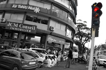 Les PNC en préavis de grève devant le siège de leur compagnie, vendredi après-midi