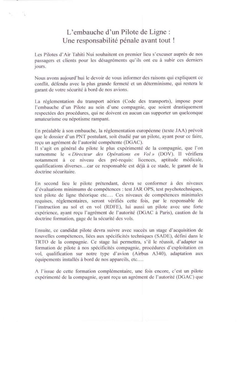"La majorité des salariés est contre le maintien de M. Pastour à la tête d'ATN", selon le SPNT