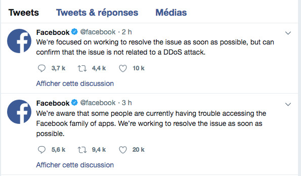 Des pannes sur le réseau Facebook Des pannes sur le réseau Facebook