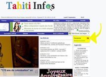 Le moteur de recherche de Tahiti Infos, en jaune sur l'image