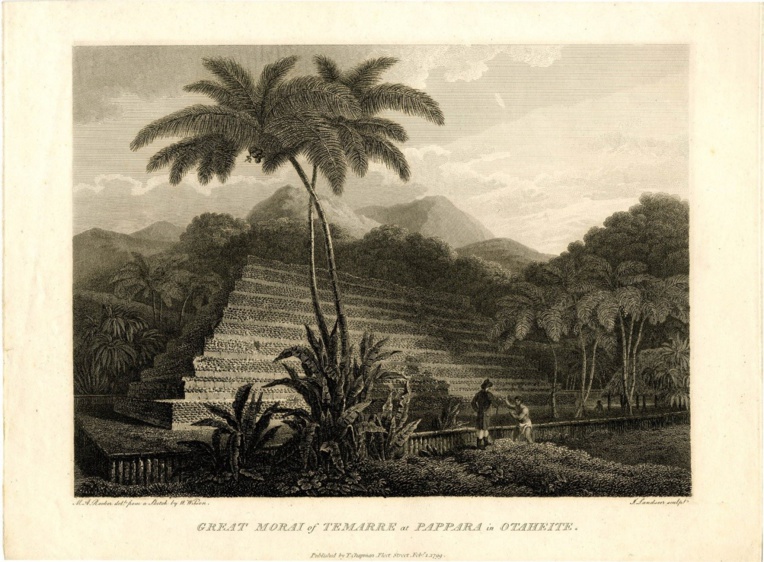 Le grand marae de Papara d’après un dessin de W.Wilson. M.A Rooker.