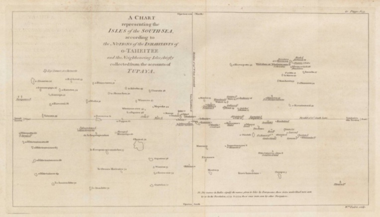 La carte de Tupaia. (Collection British Library).
