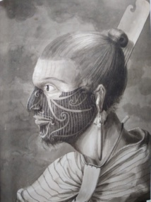 Profil d’un Maori tatoué. Sydney Parkinson. (Collection British Library).