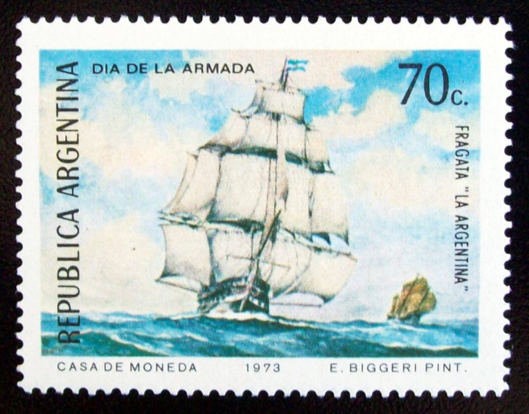 Preuve de son statut de héros national, la poste argentine a célébré Bouchard tout autant que son navire. Preuve de son statut de héros national, la poste argentine a célébré Bouchard tout autant que son navire.