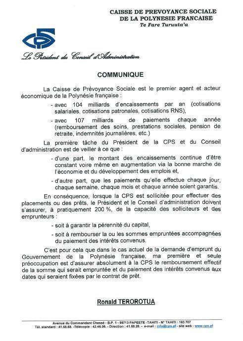 Prêt de 5 milliards: Ronald Terorotua changerait-il de cap?