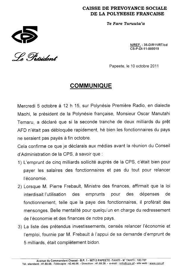 Ronald Terorotua dénonce les "mensonges" de Pierre Frébault