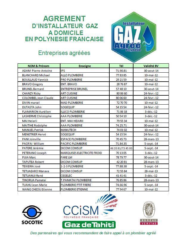 CCISM: 27 plombiers reçoivent leur agrément "label gaz"