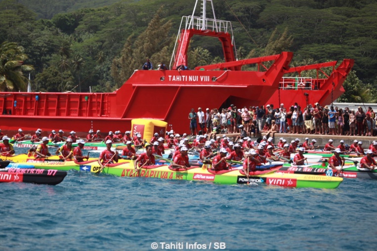 Un départ des plus cahotiques lors de la deuxième étape d'Hawaiki Nui Va'a 2018 Un départ des plus cahotiques lors de la deuxième étape d'Hawaiki Nui Va'a 2018