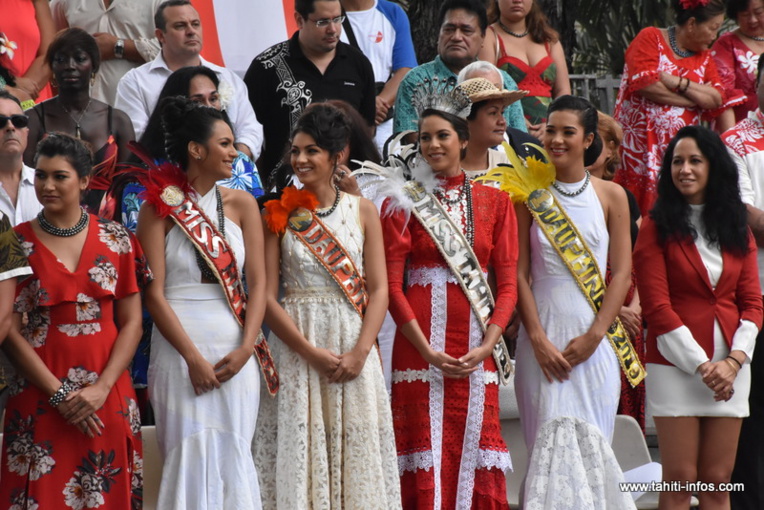 Miss Tahiti 2019 et ses dauphines étaient de la fête, samedi. Miss Tahiti 2019 et ses dauphines étaient de la fête, samedi.