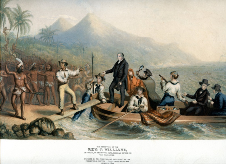 A Tanna, où il s’était rendu, l’accueil du missionnaire John Williams fut nettement plus cordial que celui qui lui fut réservé à Erromango. A Tanna, où il s’était rendu, l’accueil du missionnaire John Williams fut nettement plus cordial que celui qui lui fut réservé à Erromango.