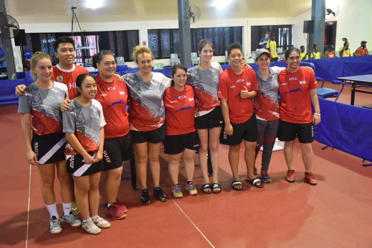 Manihei Maui, Cyrine Sam et Heimoe Wong ont défendu les couleurs du fenua en tennis de table chez les femmes.