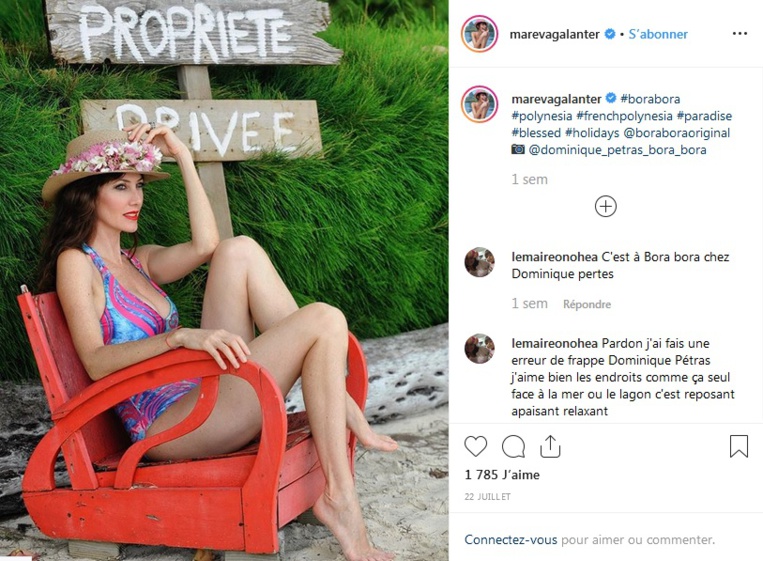 Mareva Galanter en vacances en Polynésie