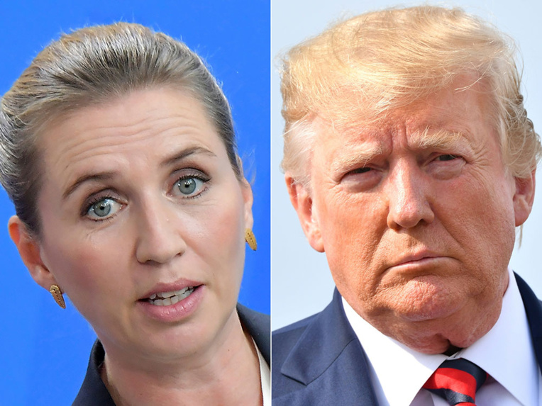 La Première ministre du Danemark, Mette Frederiksen et le président des Etats-Unis, Donald Trump.