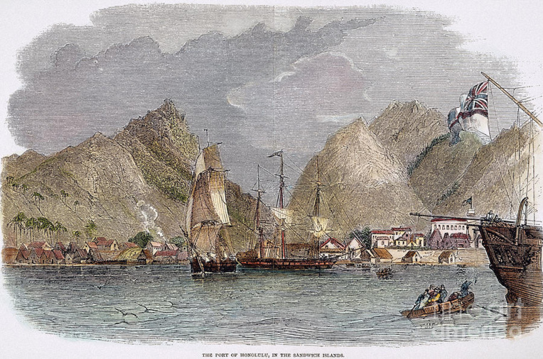 En 1849, le port de Hawaii était surtout fréquenté par des baleiniers de toutes les nationalités, américains en tête (venus de Nantucket).