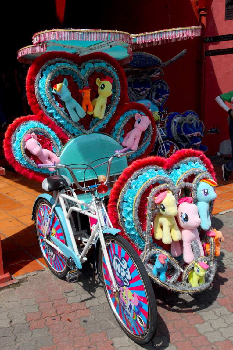 Les cyclopousses locaux ; le pire vient de la sono ; les amplis sont sous le siège passager et la musique est à fond ! Les cyclopousses locaux ; le pire vient de la sono ; les amplis sont sous le siège passager et la musique est à fond !