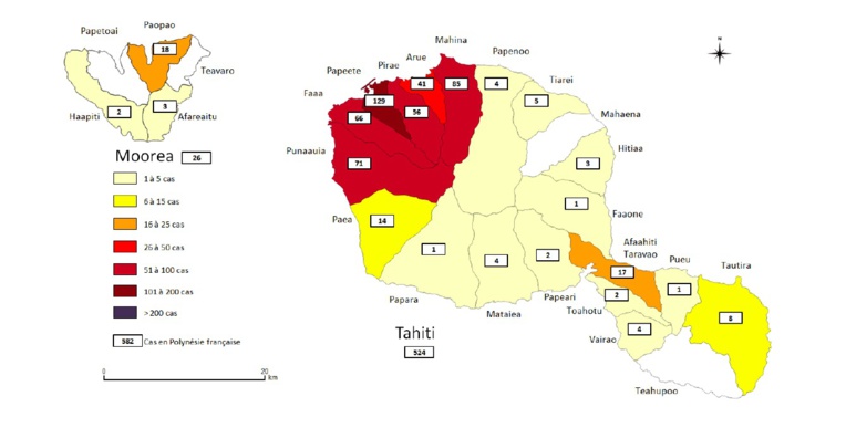 Le nombre de cas de dengue 2 recensés à Tahiti du 10 février au 2 septembre 2019. Le nombre de cas de dengue 2 recensés à Tahiti du 10 février au 2 septembre 2019.