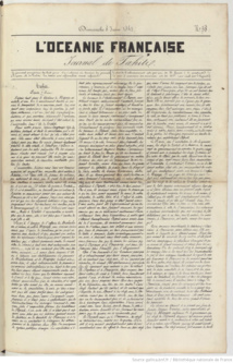L’antépénultième exemplaire de L’Océanie Française, daté du 8 juin 1845 et portant le numéro 58.