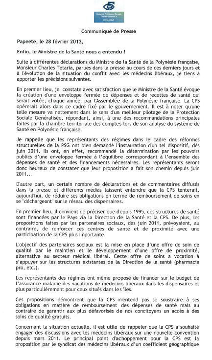 Ronald Terorotua réagit aux déclarations du Ministre de la Santé .