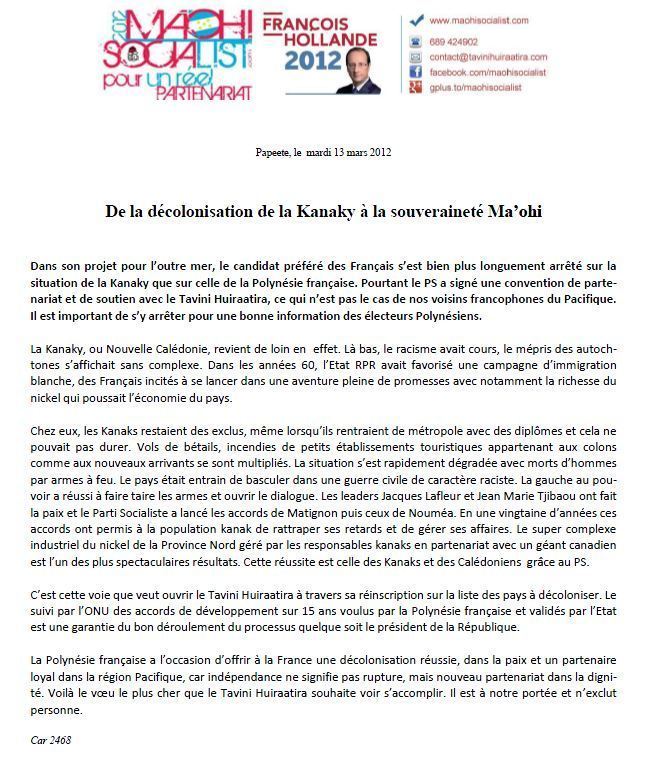 Maohi Socialist: "De la décolonisation de la Kanaky à la souveraineté Ma’ohi"