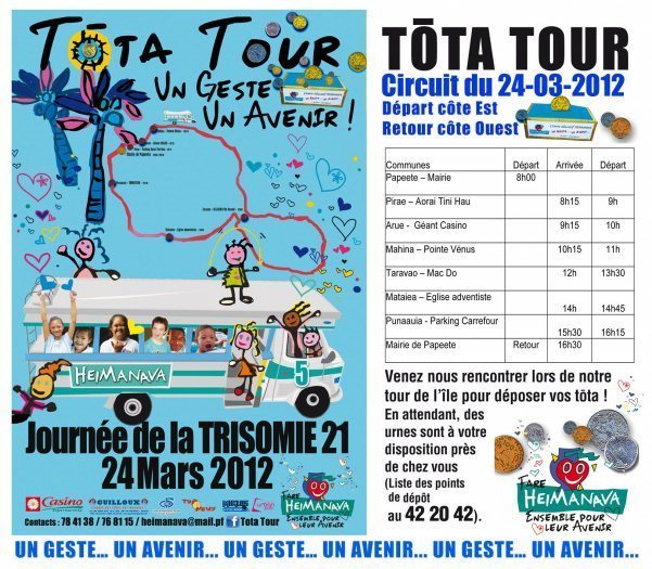 Tous pour la journée de la trisomie 21: TOTA TOUR  « Un geste… un avenir »