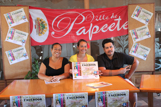 Emere TEIVA de l’Association Agir pour l’Insertion, Hinatea TAMA-GEORGES, 10 ème adjointe au maire en charge de l’animation & de la Jeunesse de la Ville de Papeete, Damas RAIHAUTI, chargé de mission à la Direction de la Jeunesse de Papeete.