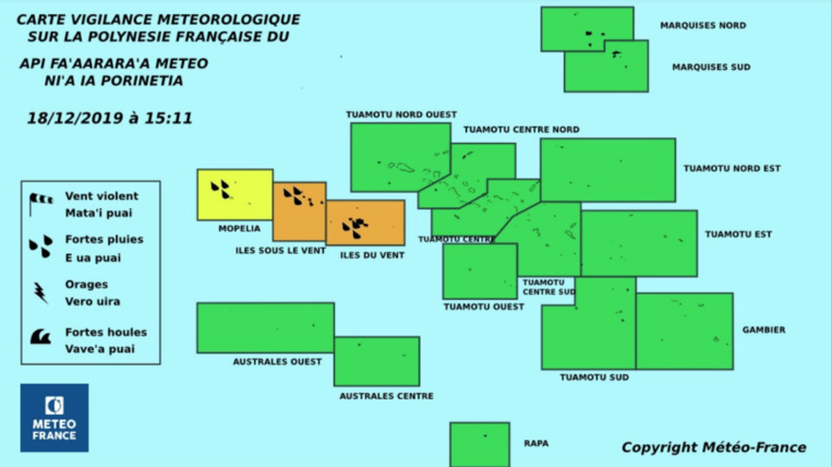 Vigilance orange sur les îles de la Société